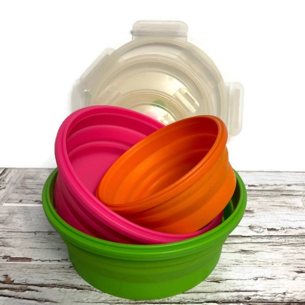 3 Flat Stack Round Collapsible Container Set - Picture 3 of 5